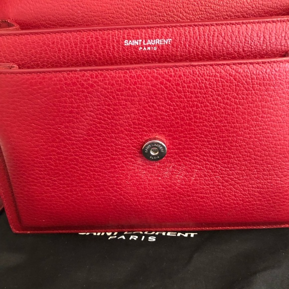 🇫🇷 Saint Laurent Sunset red leather satchel bag - Picture 7 of 15